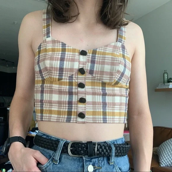 NWT Zara Plaid Crop Top!! - Picture 3 of 12